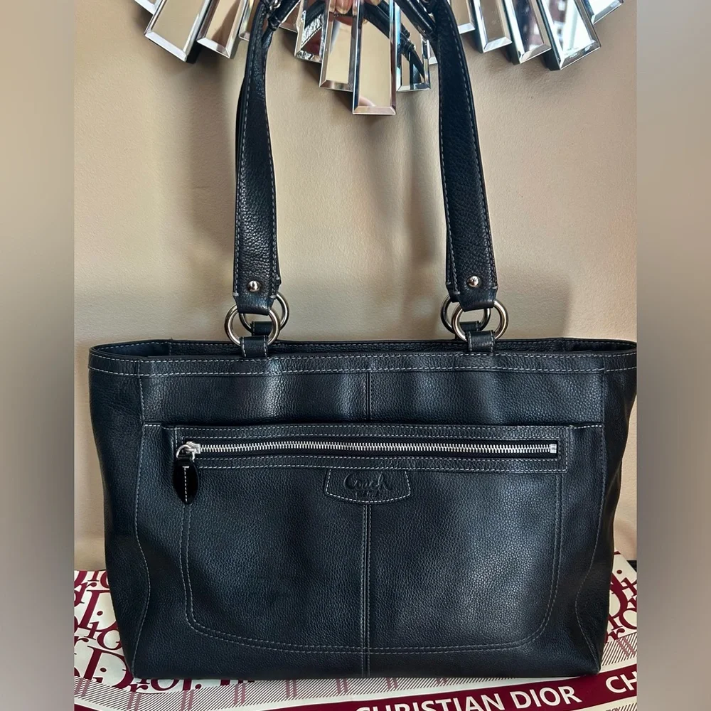 Coach Black Leather Business Tote - Picture 1 of 10